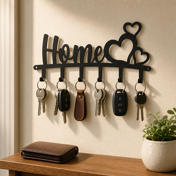 Home Key Holder Wall Mounted – 6 Hook Decorative Key Rack